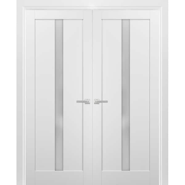 Sartodoors 48 in. x 80 in. 2 Panel White Finished MDF Sliding Door with Hardware