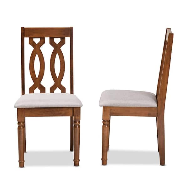 Baxton Studio Cherese Grey and Walnut Brown Dining Chair (Set of 2)