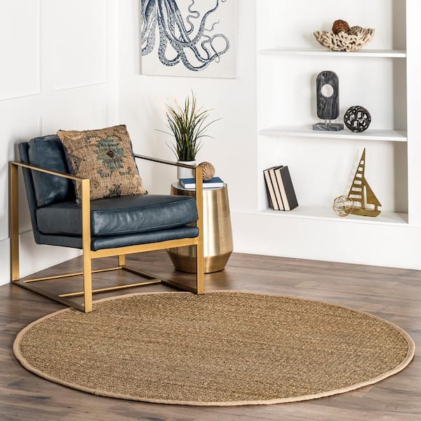 Elijah Seagrass with Border Beige 8 ft. Round Rug