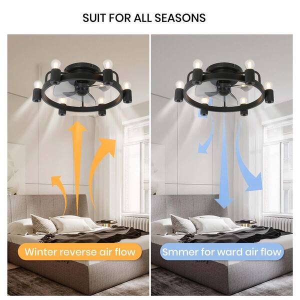 EAQUIL 12 in. Blade 20 in Indoor Black Small Ceiling Fan