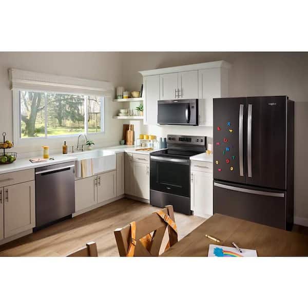 Whirlpool 24 in. Black Stainless Top Control Built-In Tall Tub