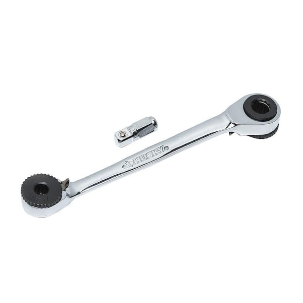 Husky 1/4 in. x 5/16 in. Ratcheting Bit Driver Wrench with 1/4 in. Socket Bit Adapter
