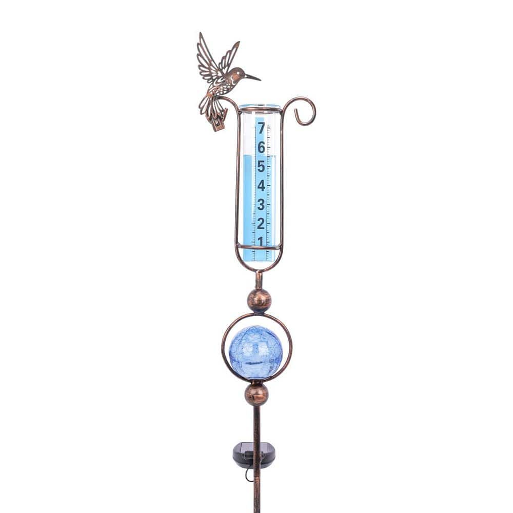 Rain Gauge Outdoor Freeze Proof, 36 in. Hummingbird Crackle Glass Solar Lights for Garden, Solar Powered, Easy to Read price history on PriceWatchPro