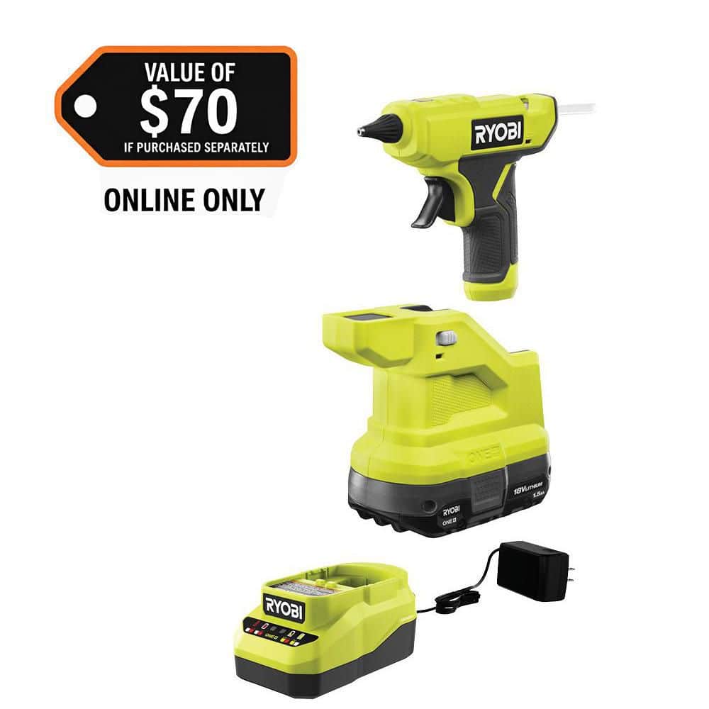 RYOBI ONE+ 18V Cordless Compact Glue Gun Kit with 1.5 Ah Battery and 18V Charger P306K1 - The Home Depot