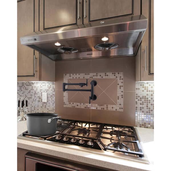 Wall Mounted Pot Filler with Dual-Handle in Matte Black