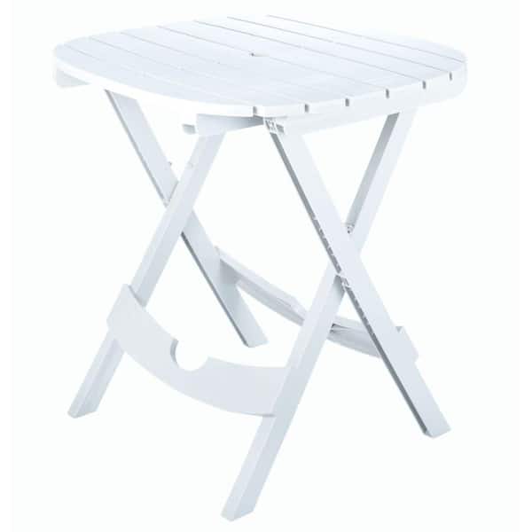 Adams Manufacturing Quik-Fold White Resin Plastic Outdoor Cafe Table