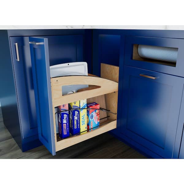 Craftsman Collection Solid Maple Tray Divider/Foil Wrap Holder Pullout w/ BLUM Soft-Close for 12 in. Base Cabinets