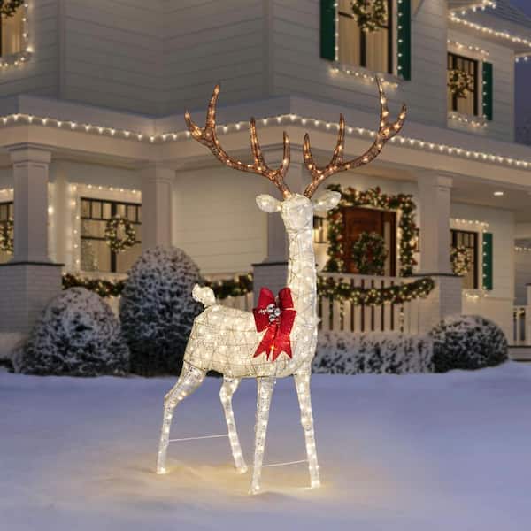 Home Accents Holiday 8.5 ft. Warm White LED Giant Buck with Bow ...