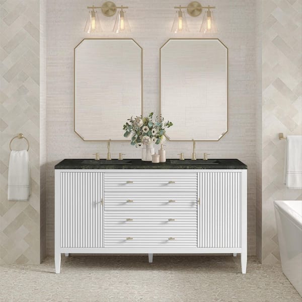 Myrrin 60.0 in. Double Bath Vanity in Bright White with Phantome Engineered Composite Top