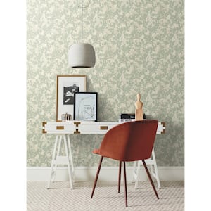 Green Pressed Leaves Unpasted Paper Matte Wallpaper, 27 in. by 27 ft.