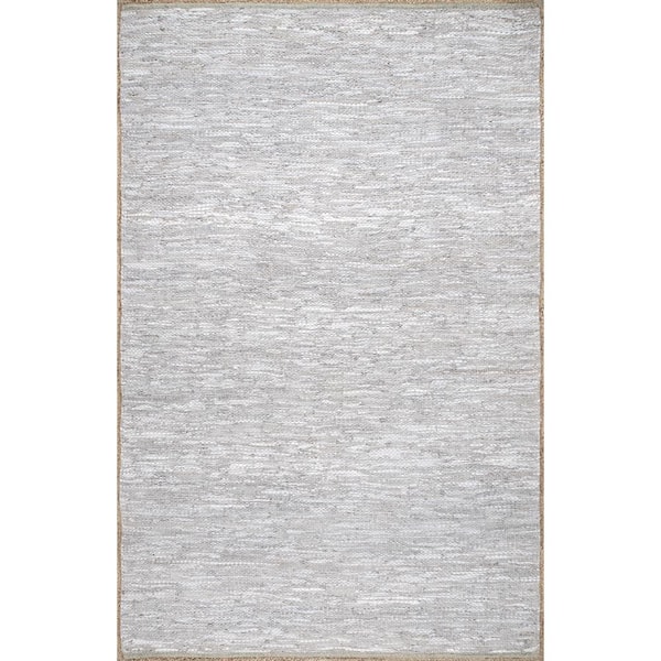 Nuloom Sabby Hand Woven Leather Beige 8, Woven Leather Area Rugs