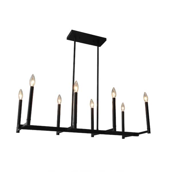 Unbranded 8-Light Matte Black Candlestick Chandelier