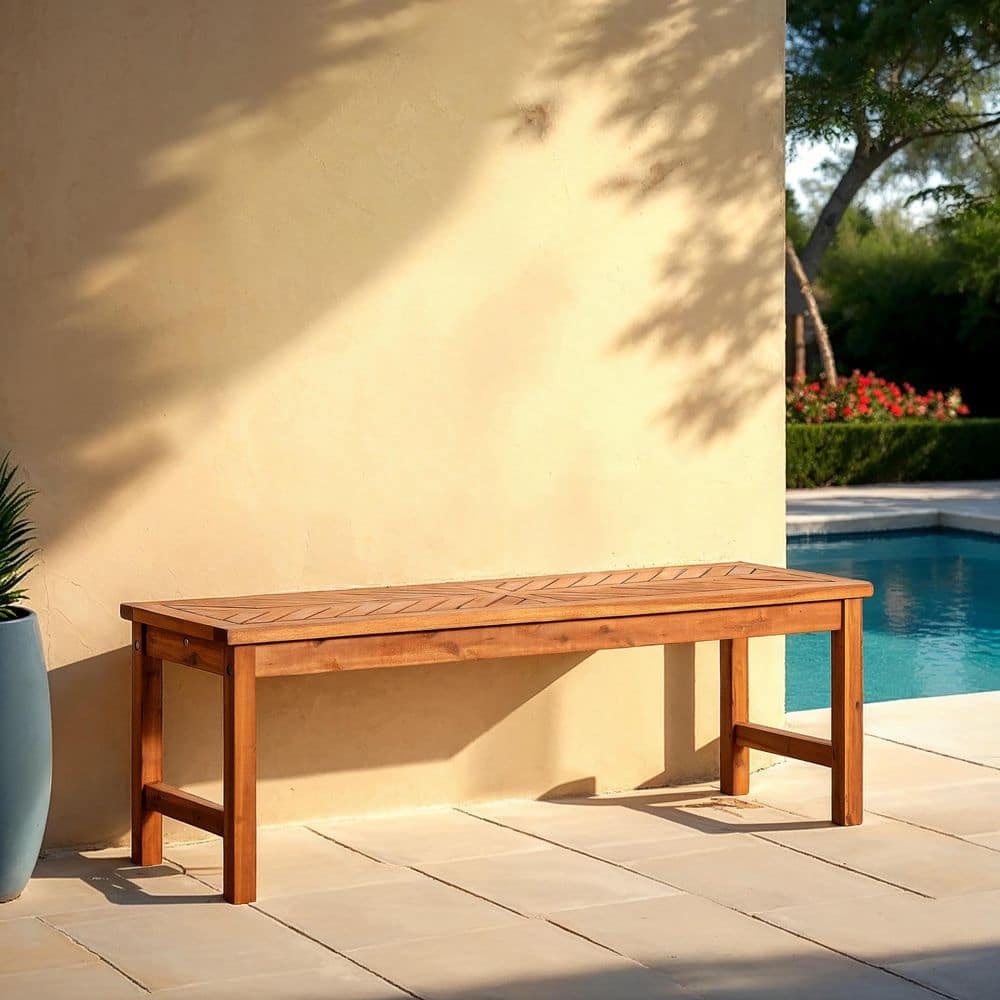 Walker Edison Furniture Company Brown Acacia Wood Modern Patio Dining ...