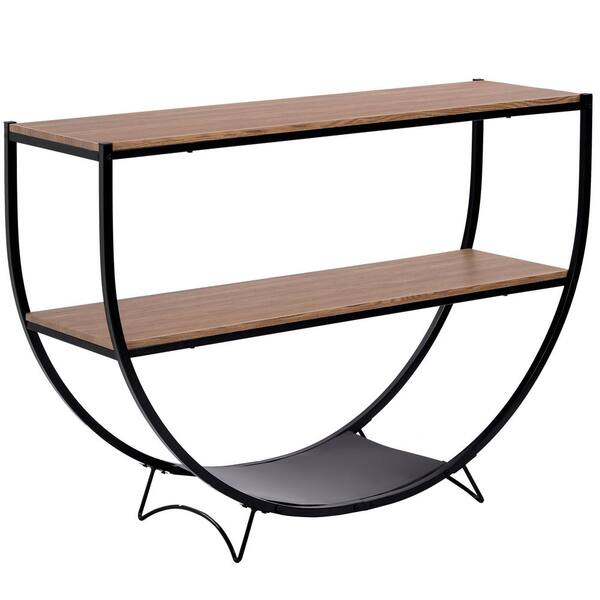 48 In Brown Demilune Shape Metal And, Demilune Console Table With Storage