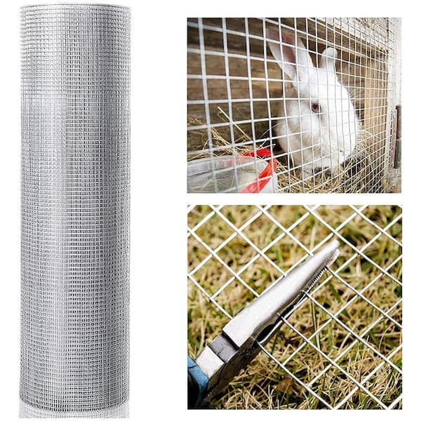 Runesay 36 in. x 100 ft. Iron Hardware Cloth Welded Cage Wire Chicken Fence mesh Rolls Square Chicken Wire Netting Raised