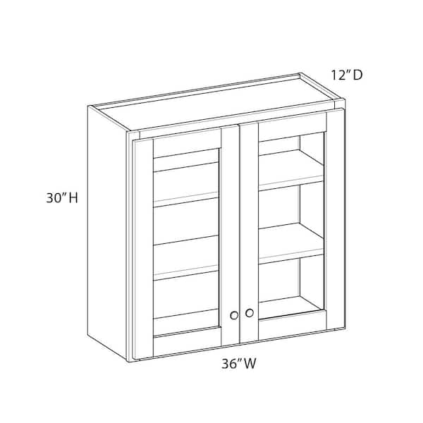 Unbranded Norfolk Shaker 36 in. W x 30 in. H x 12 in. D in Painted White Plywood Assembled Frosted Glass Wall Cabinet