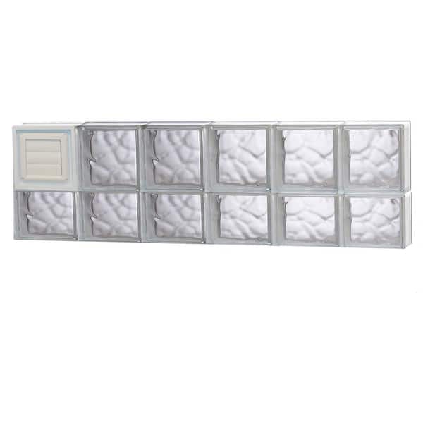 Clearly Secure 46.5 in. x 13.5 in. x 3.125 in. Frameless Wave Pattern Glass Block Window with Dryer Vent