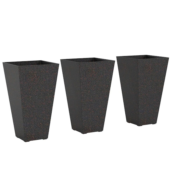 Unbranded Set of 3 Large 15.7 in. Dia Brown Plastic Flower Pots, Tall  Planters KK-T3971P440164