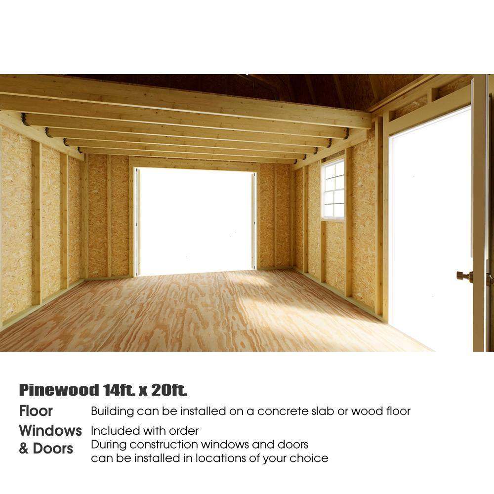 Pinewood 16 ft x 14 ft Gray Wood Storage Shed Kit with Windows