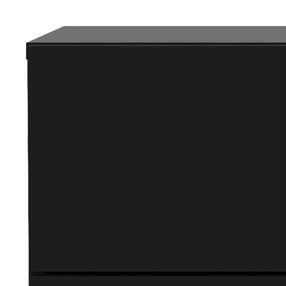 Kincaid Matte Black Wood 2-Drawer Nightstand with Walnut Legs