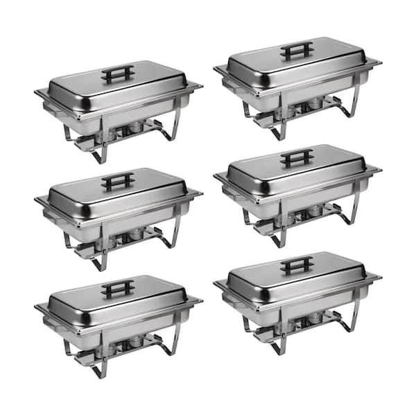 Stainless Steel Set of 6 Buffet Catering Serving Dishes, Food Serving Trays for Home Indoor and Outdoor Use