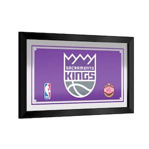 Sacramento Kings Logo 26 in. W x 15 in. H Wood Black Framed Mirror