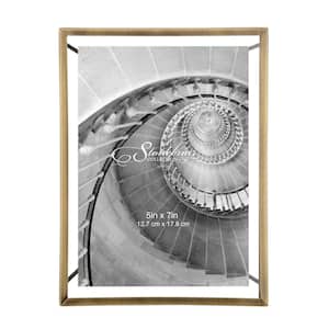FABULAXE 5 in. x 7 in. Gold Modern Metal Floating Tabletop Photo ...