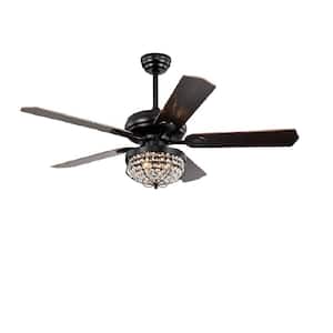 52 in. Indoor Black Modern Ceiling Fan with Remote Control