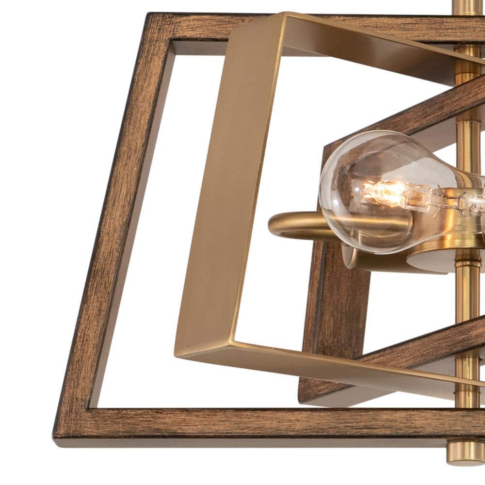 Dunning 16" Brass and Chestnut Semi-Flush Mount Ceiling Light