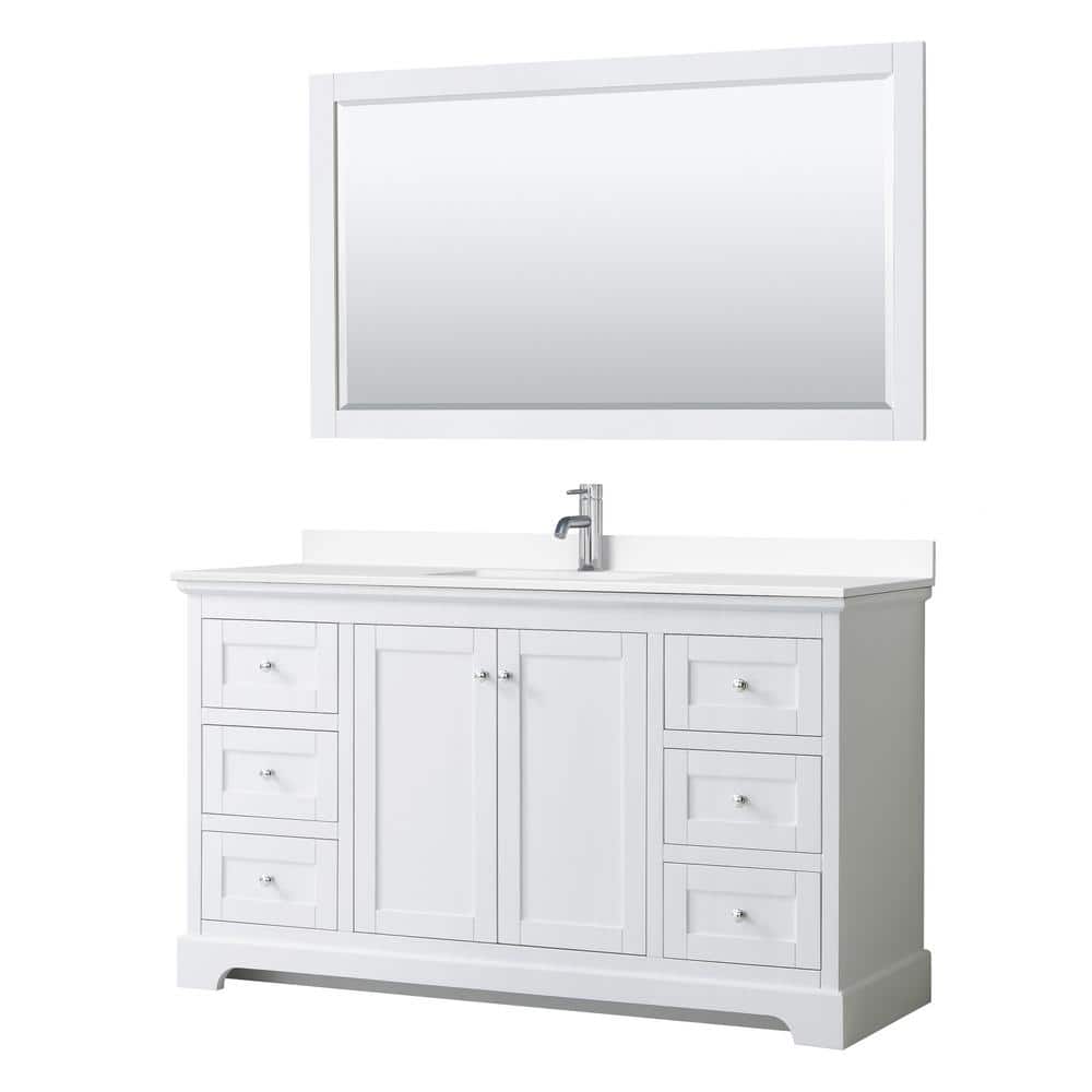 Avery 60'' White Single Bathroom Vanity with Marble Top
