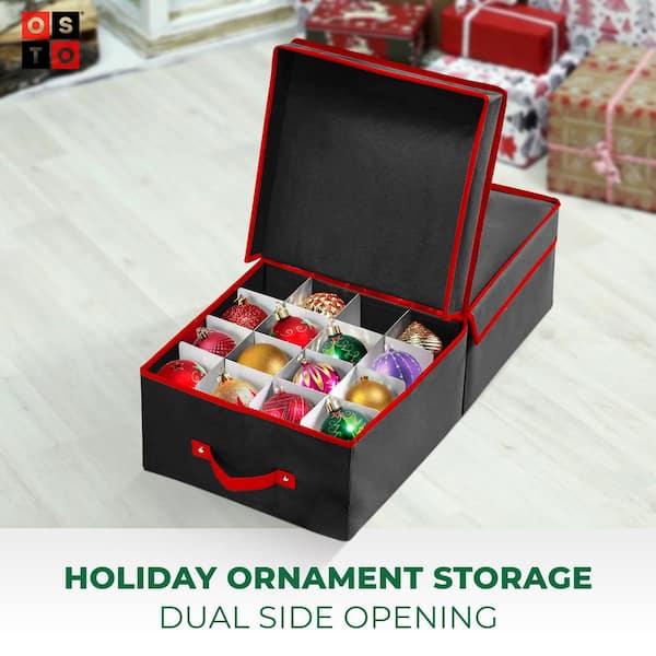 New Rubbermaid Ornament Storage Low Profile Red 40 Ornaments