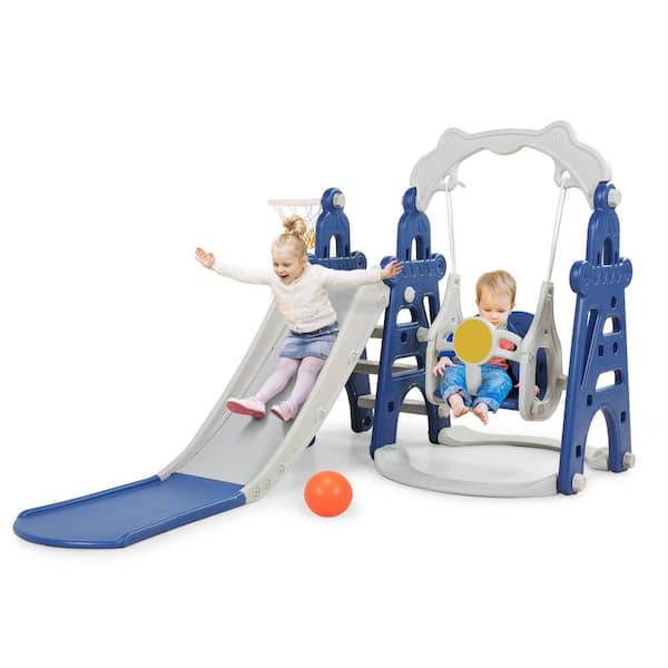 TOBBI TH17H0756 Kids Play Slide and Swing Set Indoor Outdoor Play Ground - 1