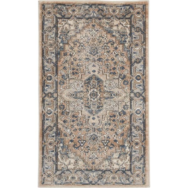 Concerto Beige/Grey doormat 2 ft. x 4 ft. Abstract Rustic Kitchen Area Rug