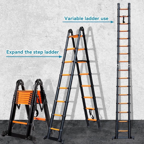 12.5 ft. Reach Aluminum Telescoping Multi-Position Ladder w/Detachable Wheels and Non-Slip Feet, 330 lbs. Load Capacity