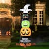 Glitzhome 8 ft. Lighted Halloween Inflatable Stacked Ghost, Black Cat,  Witch and Pumpkin Decor 2006400005 - The Home Depot