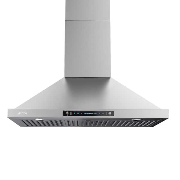 iKTCH 30 in. 900 CFM Ducted Wall Mount with LED Light Range Hood in Stainless Steel