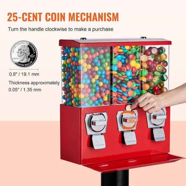 SVOPES Triple Compartment Candy Vending Machine, Coin Operated