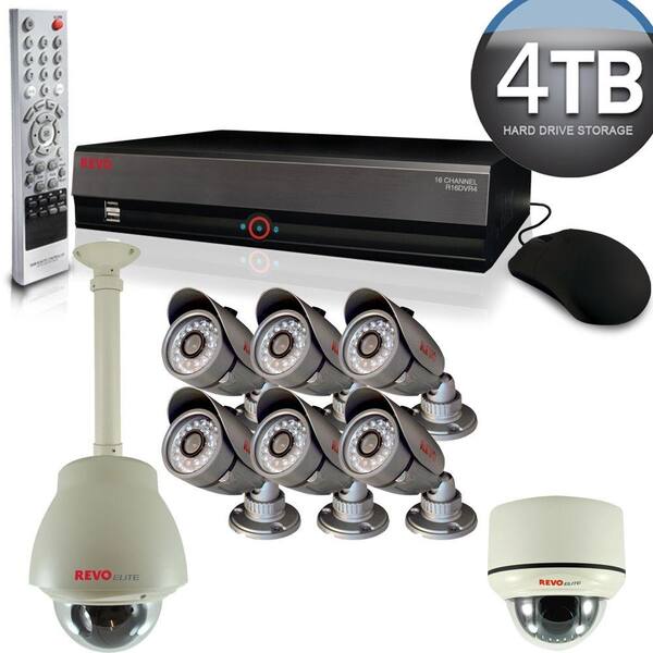 Revo Elite 16 CH 4TB Hard Drive Surveillance System with (6) High Resolution Cameras and (2) Elite PTZ Cameras-Discontinued