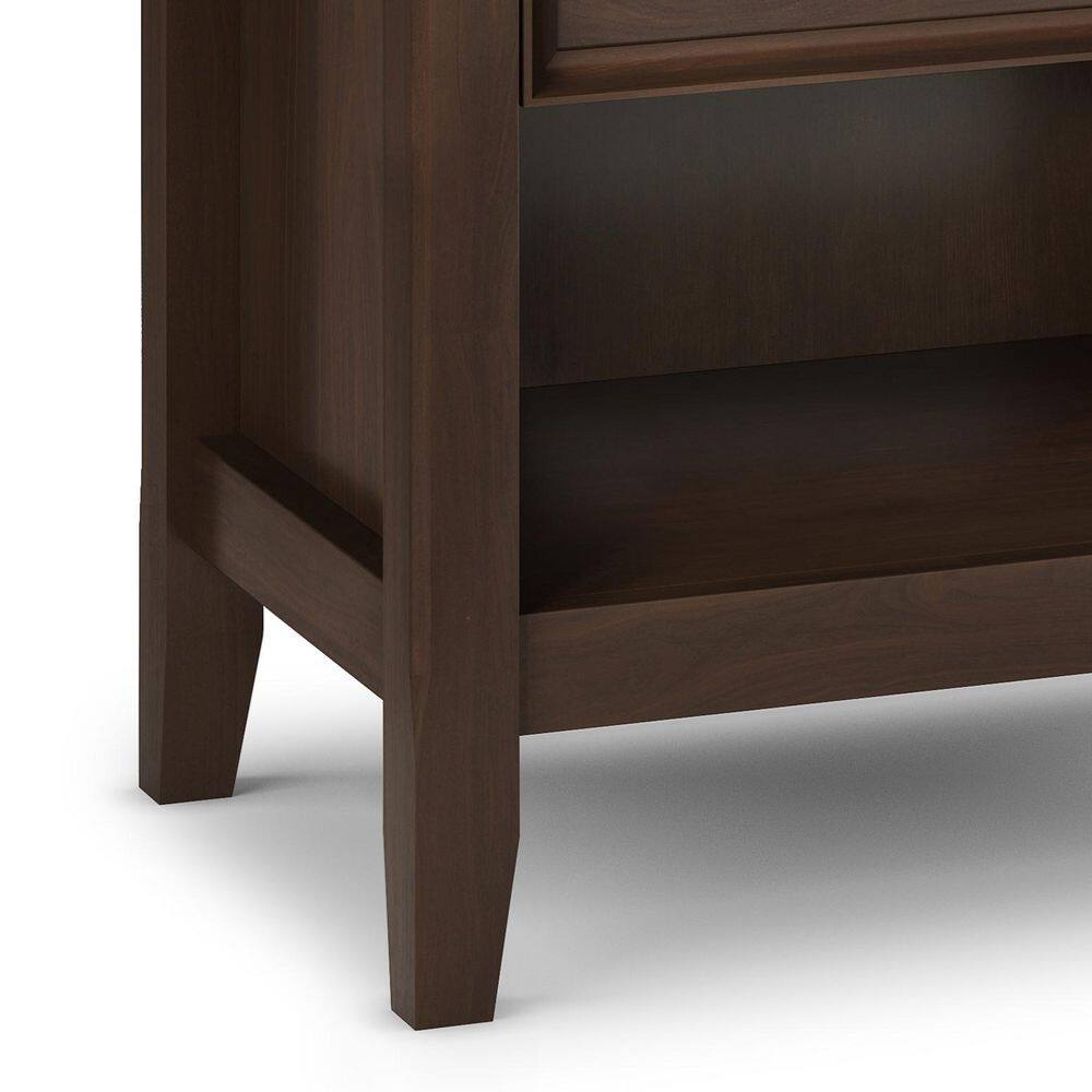 Natural Aged Brown Solid Wood 2-Drawer Bedside Table
