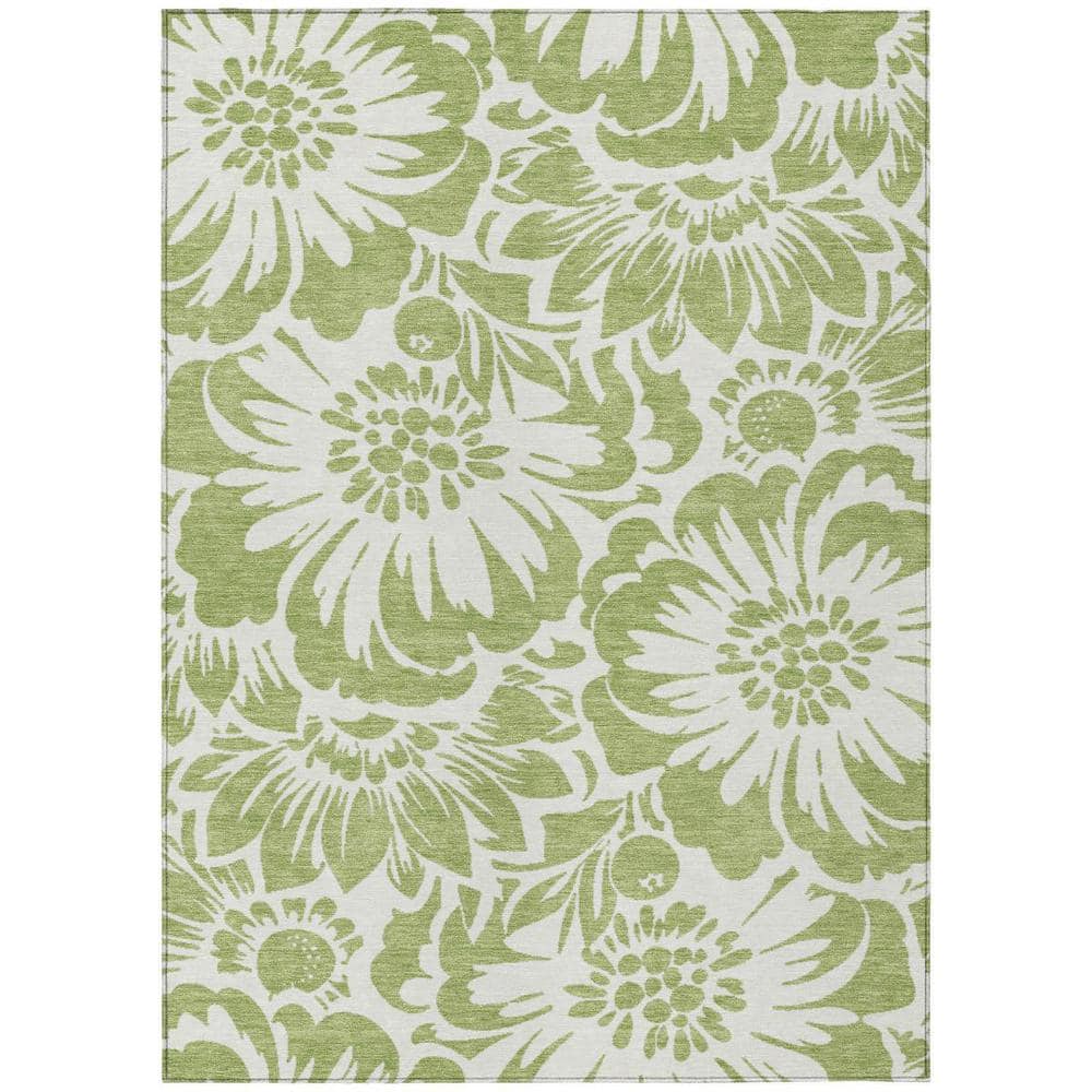 Green and Ivory 8 ft. x 10 ft. Woven Floral Rectangle Indoor/Outdoor Area Rug price history on PriceWatchPro