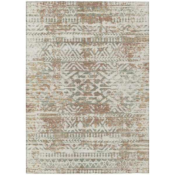 Chantille Machine Washable Indoor/Outdoor Abstract ACN3161 Cream 5 ft. x 7 ft. 6 in. Area Rug