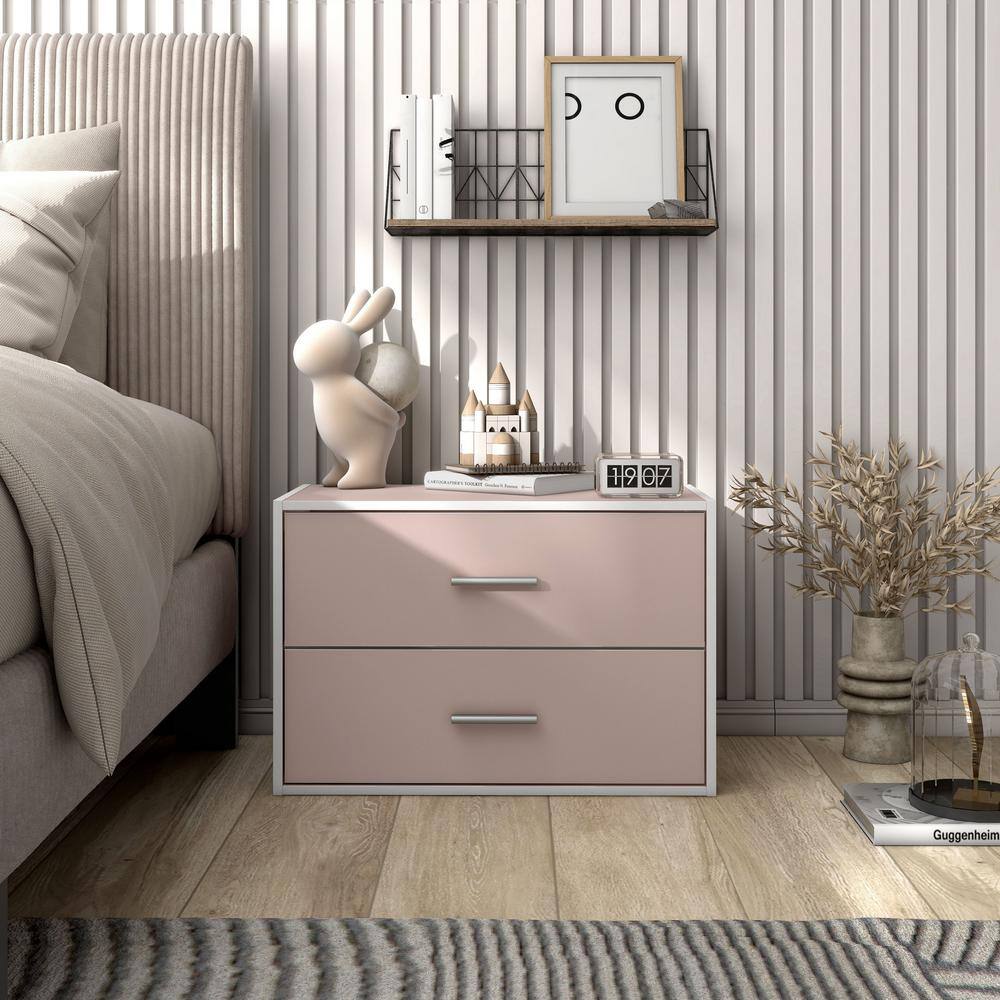 Light Pink Stackable 2-Drawer Kids Storage Cabinet