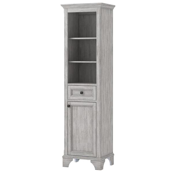 Foremost Ellery 19 in. W x 15 in. D x 70 in. H Gray Linen Cabinet in Vintage Grey
