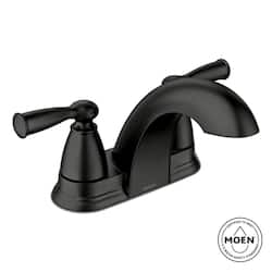 MOEN Banbury 4 in. Centerset Double Handle Low-Arc Bathroom Faucet in Matte Black