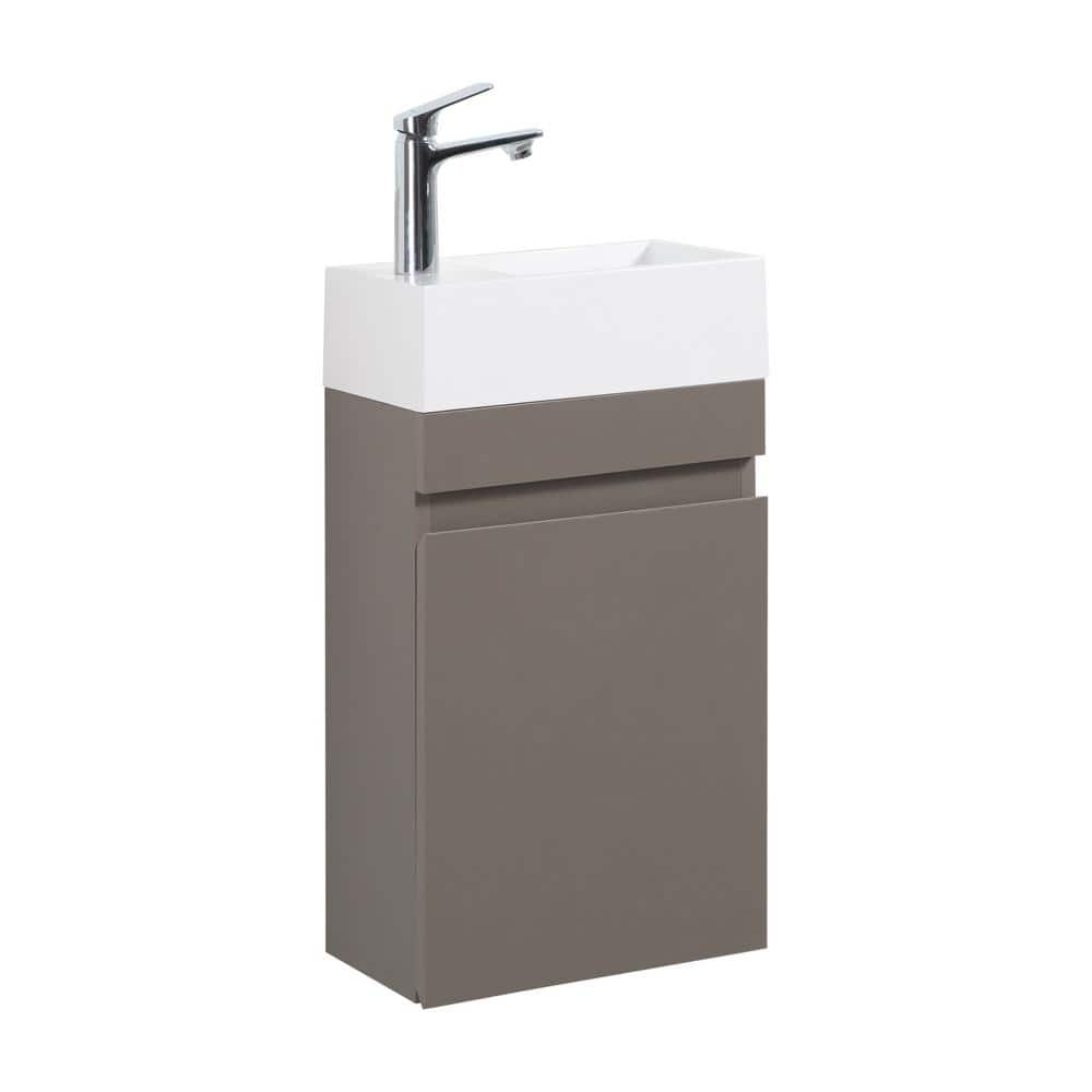 Single Sink 16 in. W x 8.5 in. D x 20.5 in. H Wall-mount Bath Vanity in Gra