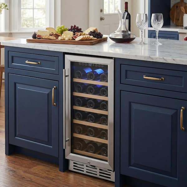 SIMZLIFE 15 in. Single Zone 28-Bottle Built-in/ Freestanding Wine