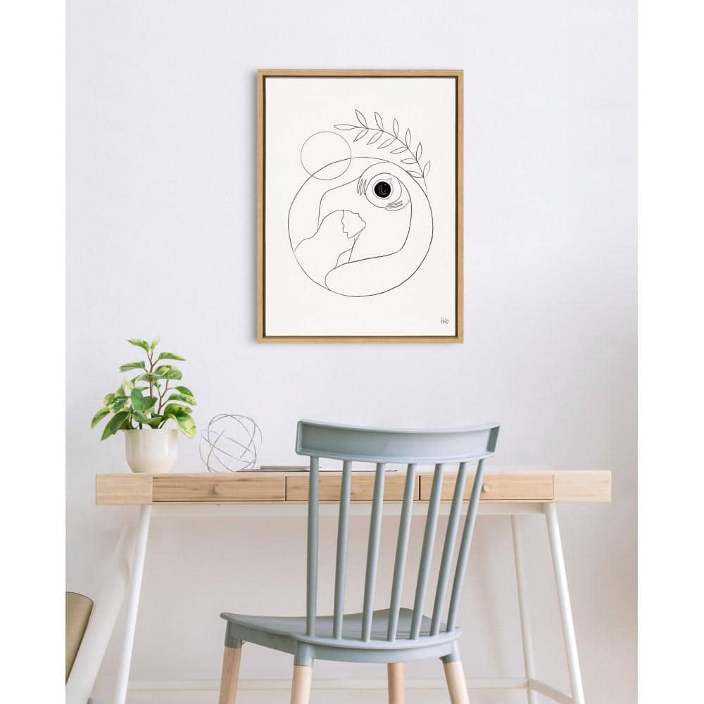 Morning Coffee Hug Abstract Canvas Print with Natural Frame