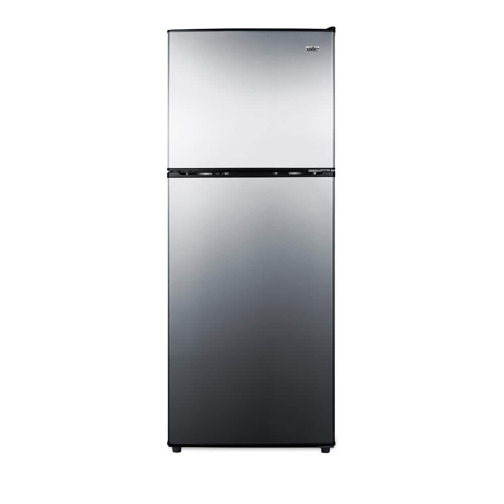 Summit Appliance 7.1 cu. ft. Top Freezer Refrigerator in Stainless Steel, Counter Depth, Stainless Steel/ Black