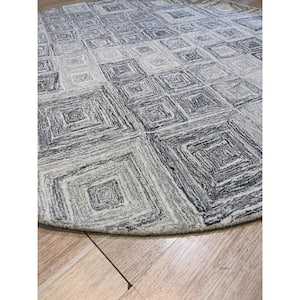 Multi Gray 6 ft. x 6 ft. Hand Tufted Wool Transitional Modern Tufted Area Rug