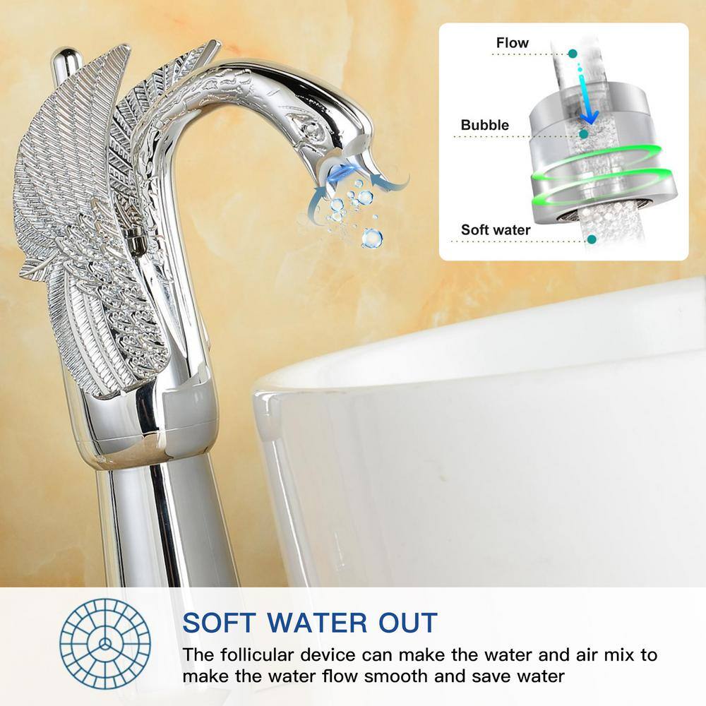 Polished Chrome Swan Single Handle Bathroom Vessel Faucet